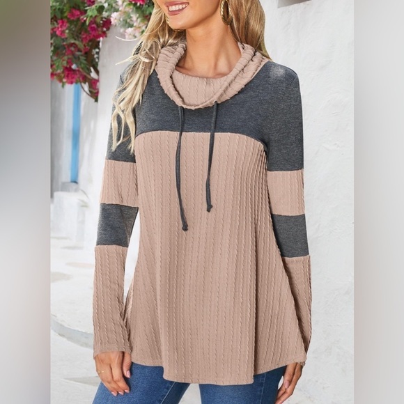 Cozy Mauve Cowl Neck Top - Picture 1 of 4